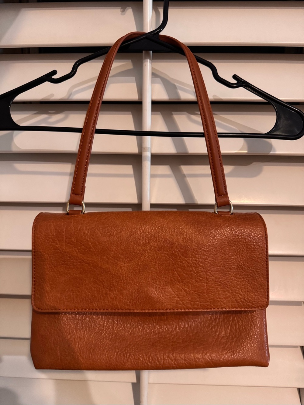 Joy Susan Classic Vegan Leather Shoulder Bag in Cognac